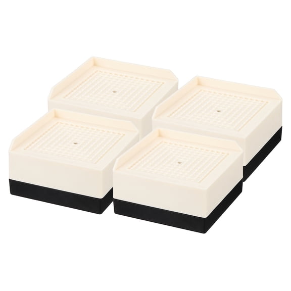 4 Pack Bed Risers, Square Heavy Duty Stackable Lift Block to 1.9", Beige