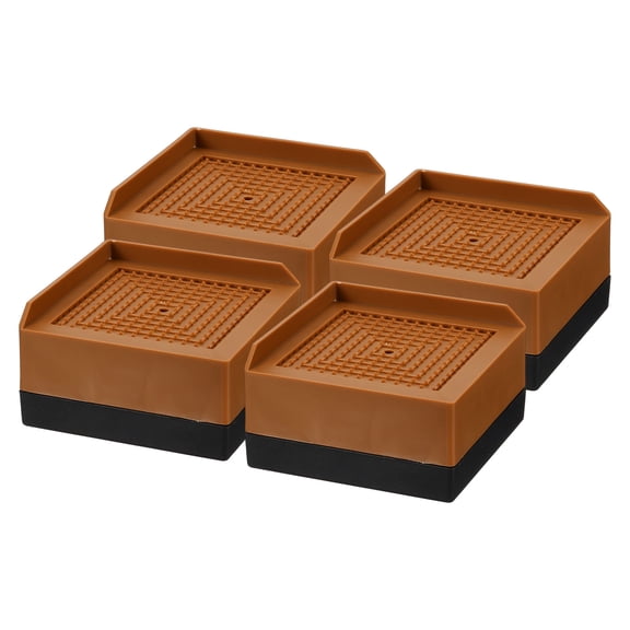 4 Pack Bed Risers Square Heavy Duty Stackable Lift Block to 1.9" Brown