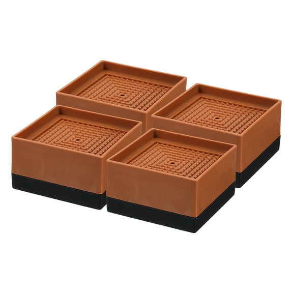 4 Pack Bed Risers Square Heavy Duty Stackable Lift Block to 1.9", Brown