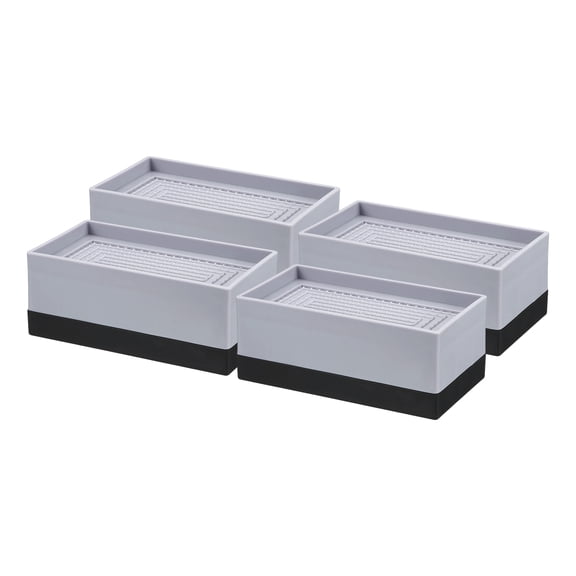 4 Pack Bed Risers, Square Heavy Duty Stackable Lift Block to 1.9" Gray