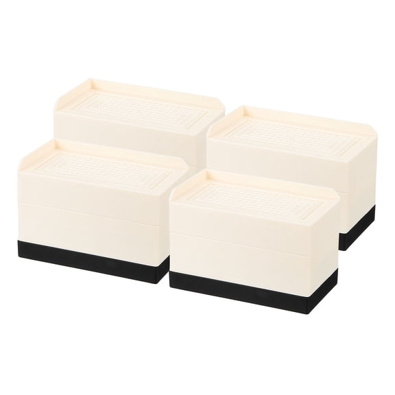 4 Pack Bed Risers, Square Heavy Duty Stackable Lift Block to 2" & 3.2", Beige