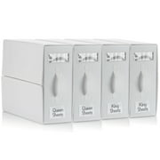 4 Pack Bed Sheet Organizers, Foldable Linen Closet Organizers and Storage, Sheets Set Folder Keeper with Window, Queen/King Size, Off-White