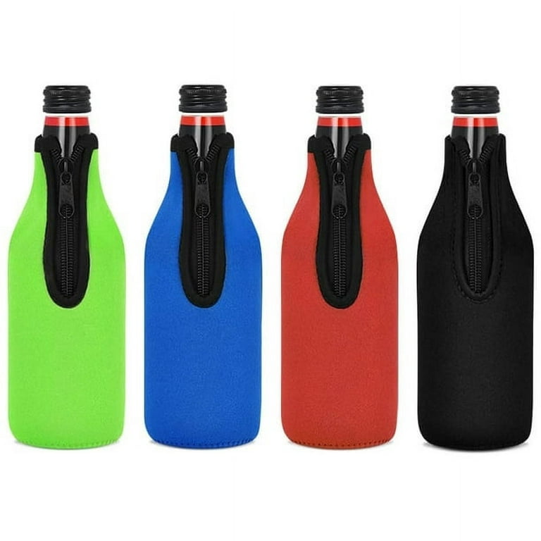 4 Pack Beer Bottle Insulator Sleeve Keep Drink Cold,Zip-Up Bottle Jackets,Beer  Bottle Cooler Sleeves,Neoprene Cover Green&blue& 