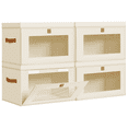 thumbnail image 1 of 4 Pack Beige Closet Storage Bins Front Opening Storage Bin Collapsible Fabric Organizer with Clear Window Dual Handles Closet Clothes Blanket Book Storage Box for Home DIMJ, 1 of 11