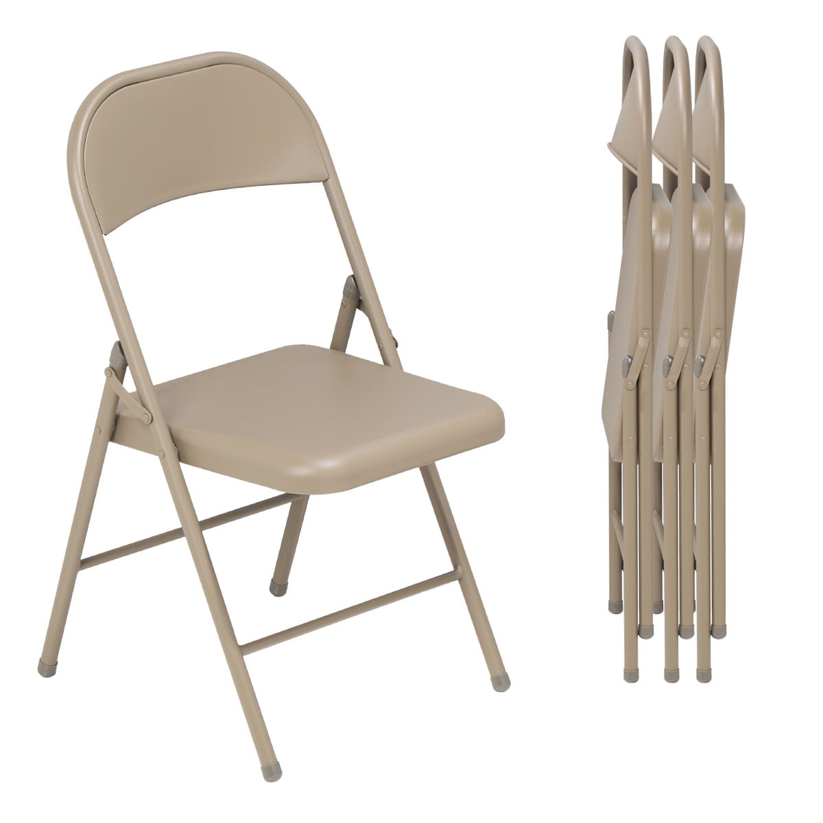 Walmart 4 Pack Heavy Duty Indoor Metal Folding Chair, Beige Steel Seat ...
