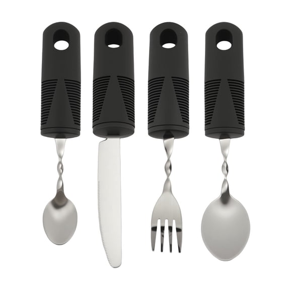 4Pack Bendable Weighted Adaptive Cutlery Set, EasyGrip Utensils for Elderly & Disabled Adults