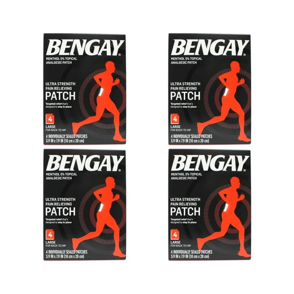 4 Pack - Bengay Ultra Strength, Pain Relieving Patch, Large Size, 4 Count Each