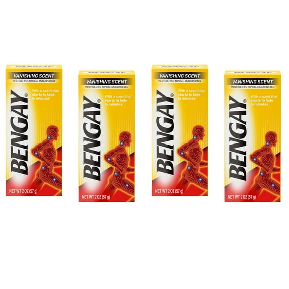 4 Pack Bengay Vanishing Scent Non-Greasy Pain Relief Gel, 2 Oz each