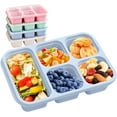thumbnail image 1 of 4 Pack Bento Lunch Box for Adults and Kids, 5-Compartment Wheat Straw Container for Kids, Reusable Food Storage Containers with Lids, Snack Box Container,Microwave and Dishwasher Safe (4 Color), 1 of 8