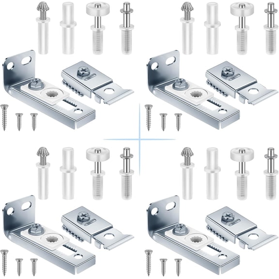 4 Pack Bifold Door Hardware Repair Kit for 7/8" to 1" Sliding Door Track, Bifold Closet Door Hardware Kit Include Top & Bottom Bracket, Guide Wheel and Pivot, Folding Door Hardware Replacement