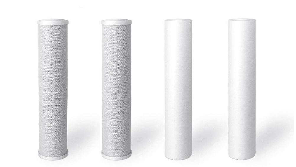 4 Pack Big Blue Water Filters: SEDIMENT + CARBON BLOCK 4.5" x 20"
