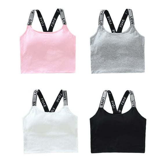 4 Pack Big Girls Bra Comfort Flex Flex Fit Seamless Breathable Padded Girls Padded Bras Fit for 10-16 Years Teen