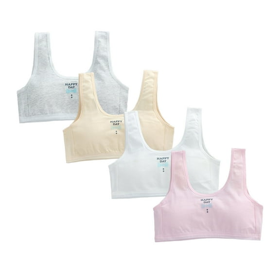 4 Pack Big Girls Bra Comfort Flex Flex Fit Seamless Breathable Straps Training Bras Sports Bras for Girls 10-16