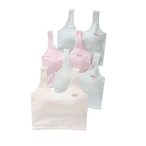 4 Pack Big Girls Bra Comfort Flex Girls Thin Cotton Cami Bralettes Padded Kids Bras Fit for 10-16 Years Teen
