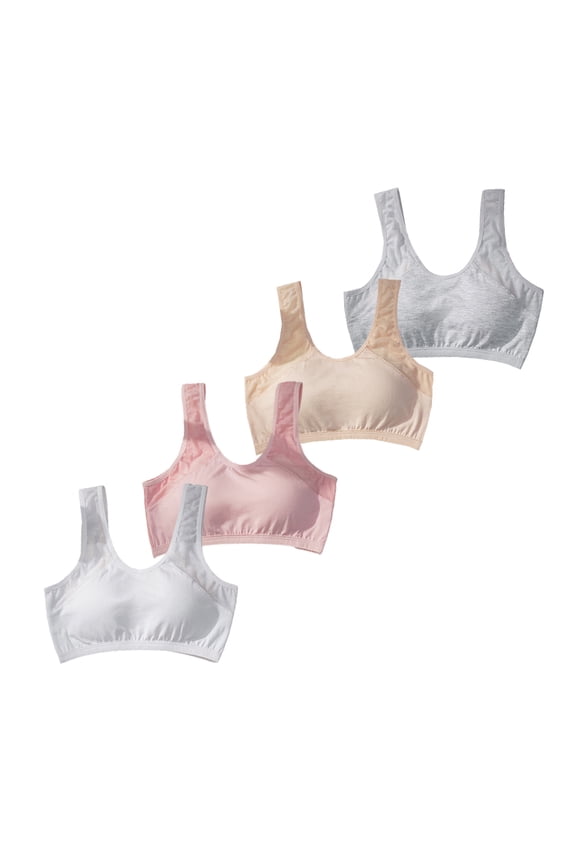 4 Pack Big Girls Bra Comfort Flex Seamless Adjustable Wireless Light Junior Clothes for Teen Girls Bralettes for Girls Fit for 10-16 Years Teen