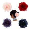 thumbnail image 1 of 4 Pack Big Large Satin Rose Floral Flower Plastic Hair Claws Clips Bow Barrettes Clamps Bun Chignon Updo Holders Hair Accessories for Women Girls, 1 of 4