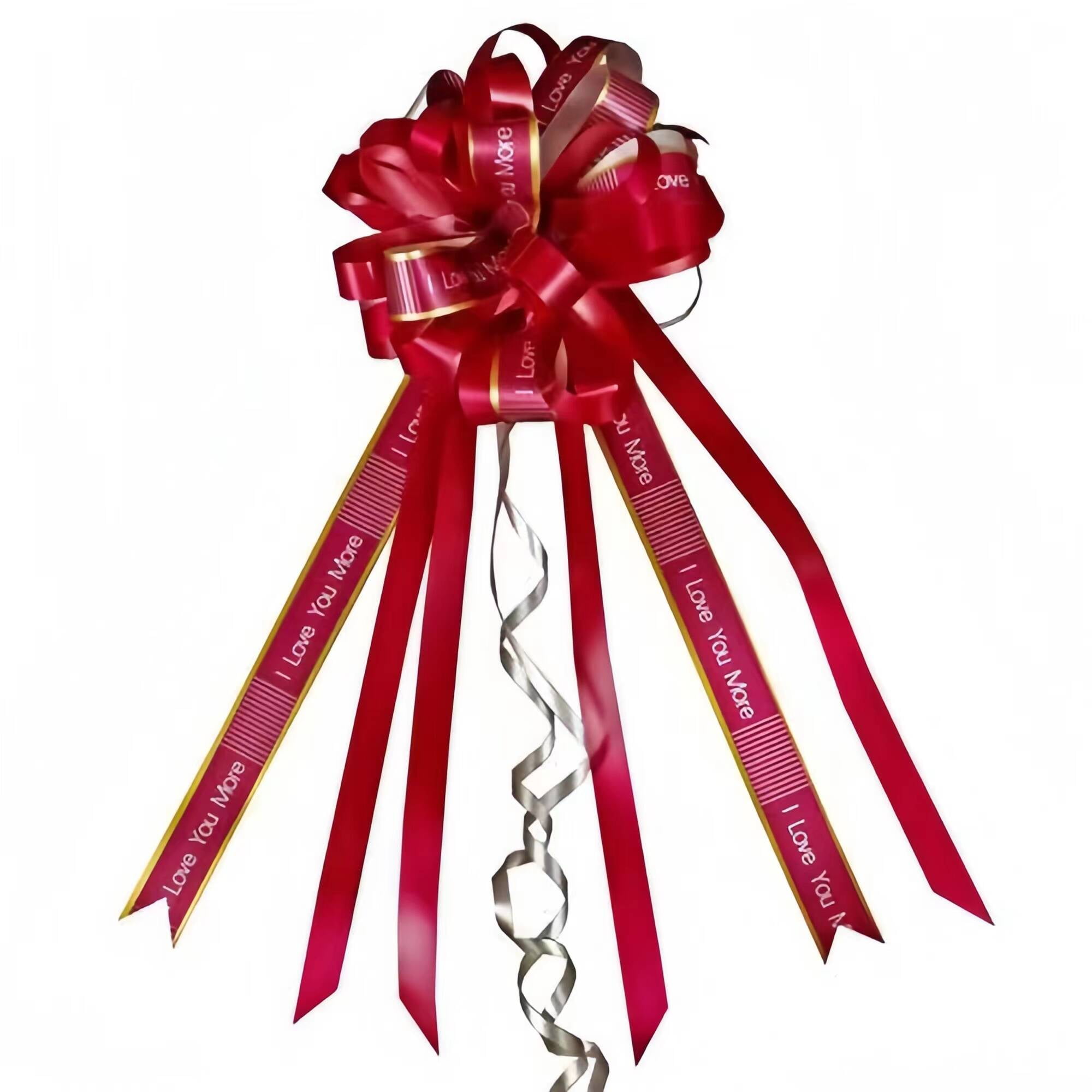 Red Organza Pull Bow with Satin Edge, 12 individually packed