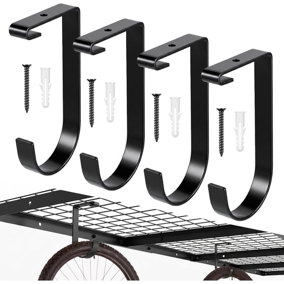 4 Pack Bike Hooks for Garage Ceiling, Overhead Hanging Heavy Duty Hook Hold 55 Lb Storage Rack Organizing Bicycles, Ladders and Tools-63 Inch