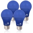 thumbnail image 1 of 4 Pack Bioluz LED Color Tinted Light Bulbs Blue Red Yellow Green 60W Replacement Non-Dimmable A19 LED Bulbs, 1 of 11