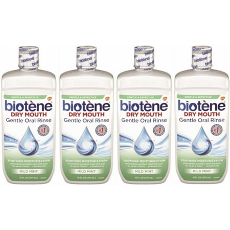 Biotene Dry Mouth Gentle Oral Rinse, Mild Mint 16 oz (Pack of 4)