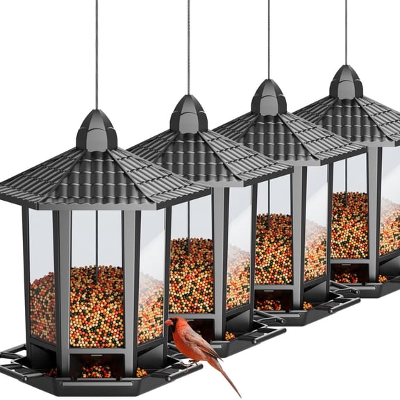 4 Pack Bird Feeders for Outdoor Hanging, 10 LB Fun Installation Retro Pagoda Design Bird Feeder, Attracting Wild Birds Chickadees Goldfinches Cardinals Finches and Sparrows