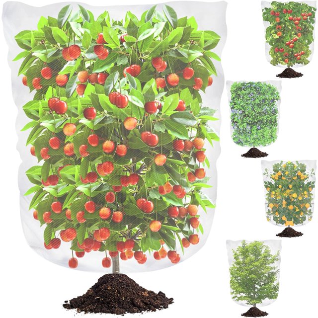 4 Pack Bird Netting for Blueberry Bushes, 3.2×5.2Ft Tree Netting Barrier Plant Cover Bags with