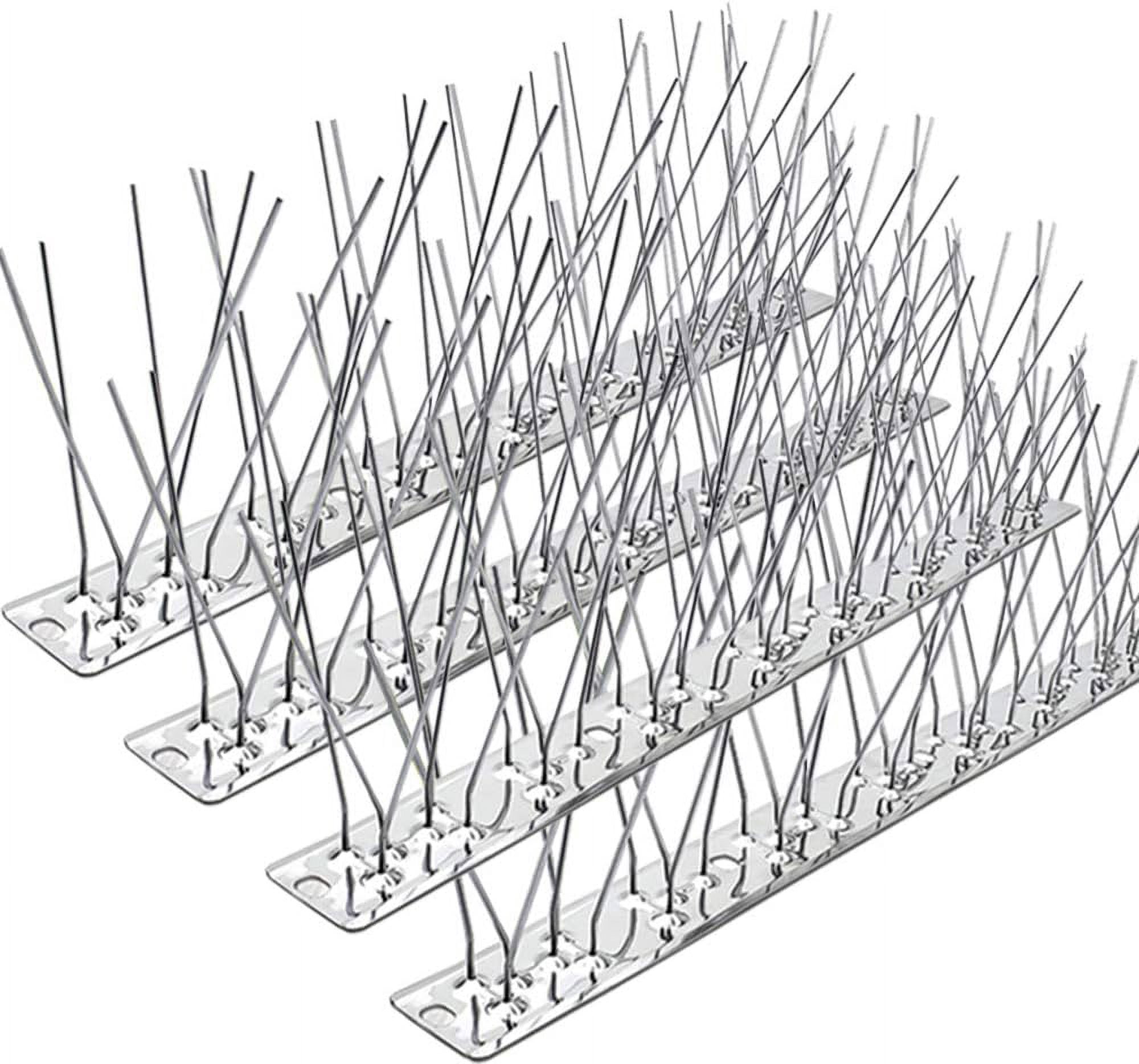 4-Pack Bird Spikes - 4.1 Feet Stainless Steel Anti-Perch Spikes, Heavy ...
