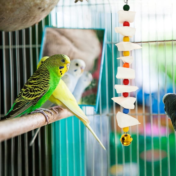 4 Pack Bird Toy with Cuttlebone Parakeet Toy Parrot Beak Grinding Stone Cage Accessory for Parakeet Cuttlefish Bone for Budgies Cockatiel Lovebird Green Cheek Small to Medium Bird