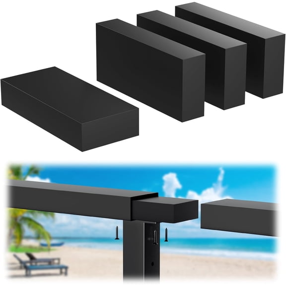 4 Pack Black 120mm x 53mm x 23mm Extension Connector for Aluminum Flat Handrail, Rectangular Hand Rail Fitting for Top Cable Railing, High Strength POM Connecting Block for Horizontal Handrail