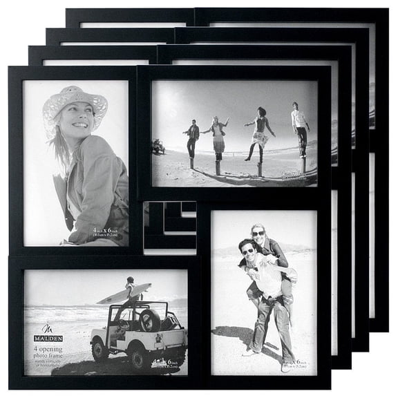 4 Pack Black 4-opening PUZZLE collage frame for 4x6 prints - 4x6