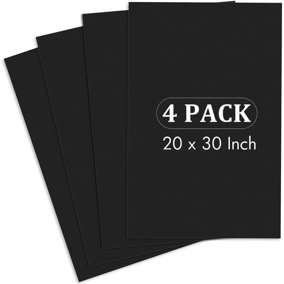4 Pack Black Board 20 x 30 Inch Thick Core Board for Projects, Double-Sided Acid-Free Poster Boards for Graduation DIY, Painting, Displaying, School and Craft Projects
