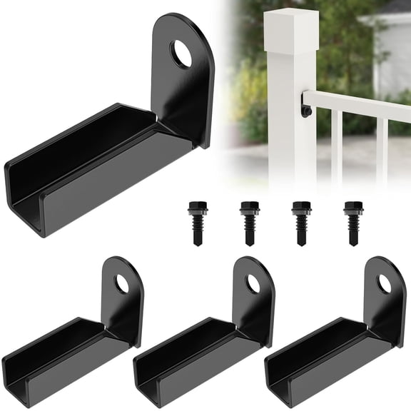 4 Pack Black Carbon Steel Fence Mounting Brackets for 1" x 1" Square Rails, Fence Panel Internal Connectors