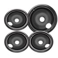 thumbnail image 1 of 4 Pack Black Cooktop Drip Pans, Compatible with GE Hotpoint Stove. Include 3 Pcs 6'' Range Replacement Drip Pans and 1 Pcs 8 '' Burner Drip Pans for Electric Stove Top, 1 of 9