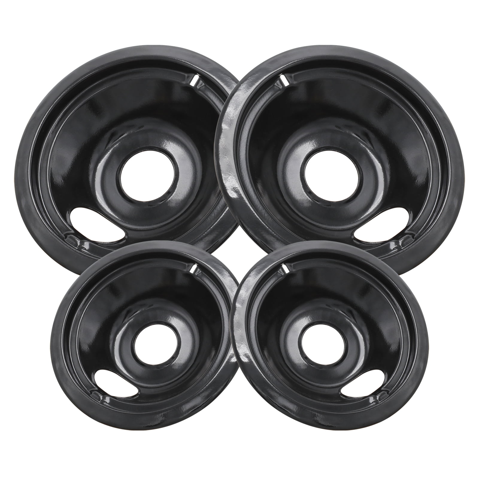 GE Hotpoint Stove Compatible, 4 Pack Black Metal Cooktop Drip Pans, 3