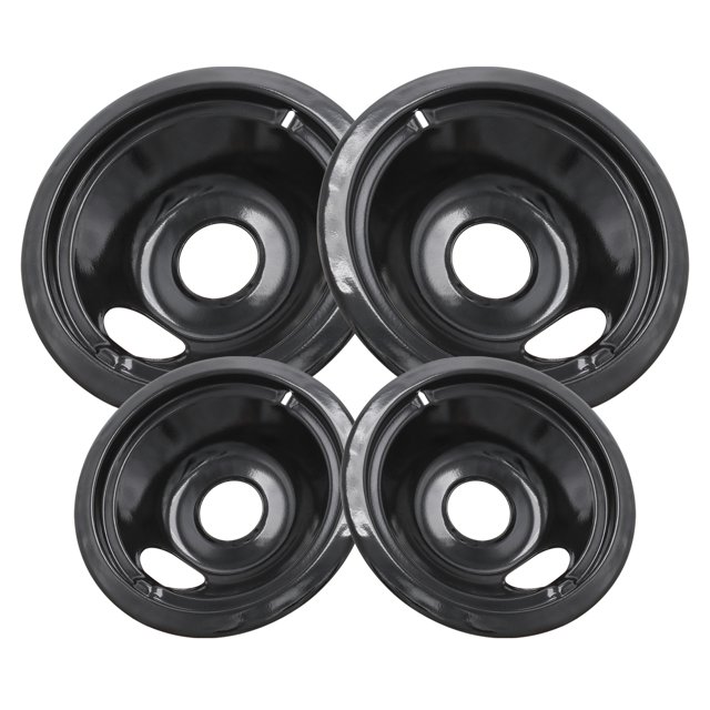 4 Pack Black Cooktop Drip Pans, Compatible with GE Hotpoint Stove