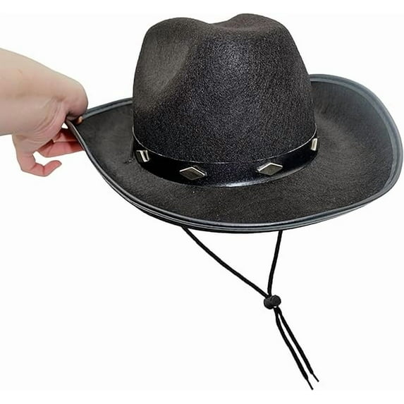 4 Pack Black Cowboy Hats Party Pack (Kid Size) - Felt Bulk Cowboy Hats, Cowgirl Hats for Women Bachelorette Party Decorations by 4E's Novelty