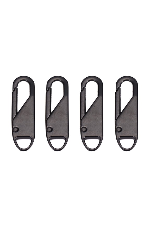 4-Pack Black Detachable Zipper Pull Replacement, Tool-Free Clip-On Universal Metal Zipper Tab Repair Kit for Luggage, Backpack, Winter Jacket