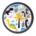 4 Pack Black Drawer Knobs, Dinosaur Trees Knobs Round Glass