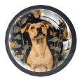 4 Pack Black Drawer Knobs, Dog Sunflowers Knobs Round Glass