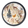 4 Pack Black Drawer Knobs, Forest Deers Butterfly Knobs Round