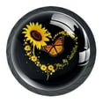 4 Pack Black Drawer Knobs, Heart Shaped Sunflowers Knobs Round