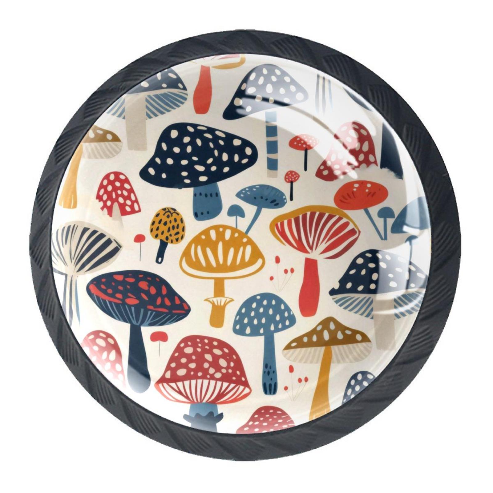 4 Pack Black Drawer Knobs, Mushroom Knobs Round Glass Knobs for