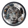 4 Pack Black Drawer Knobs, Tiger Flower Knobs Round Glass Knobs