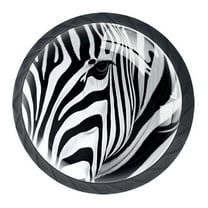 4 Pack Black Drawer Knobs, Zebra Cabinet Knobs Round Glass Knobs for Kitchen Cabinet Hardware Bathroom 35MM
