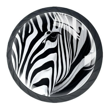 4 Pack Black Drawer Knobs, Zebra Cabinet Knobs Round Glass Knobs for Kitchen Cabinet Hardware Bathroom 35MM