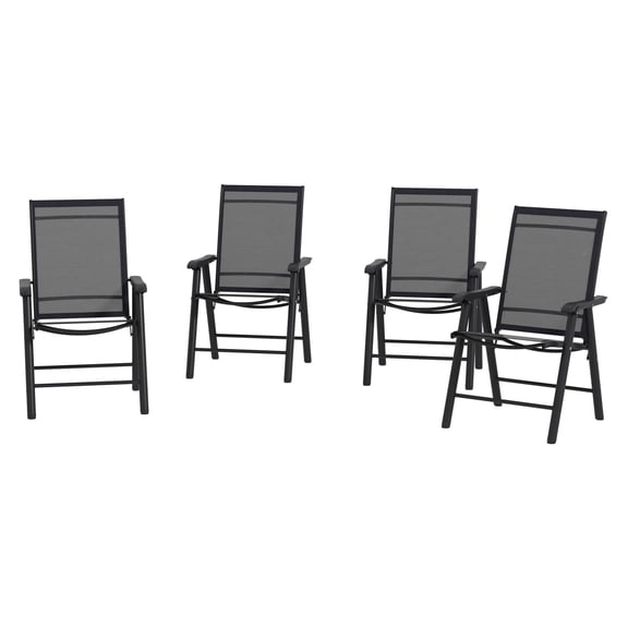 4-Pack Black Folding Chairs Stackable Patio Dining Versatile Seating
