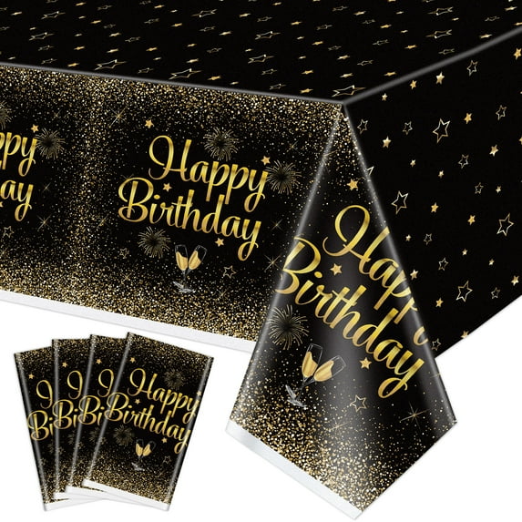 PIXHOTUL Waterproof 51" x 87" Birthday Party PE Plastic Tablecloth