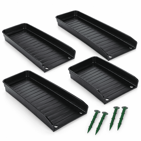 4 Pack Black Gutter Downspout Extensions Rain Splash Block Diverter for Cement Floor Lawn Ground