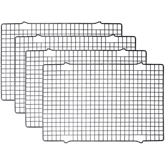 4 Pack Black Heavy-Duty Wire Cooking Rack Baking Racks, Nonstick Baking & Cooling Grid for Roasting, Cooking, Grilling, Drying - 16" x 10"