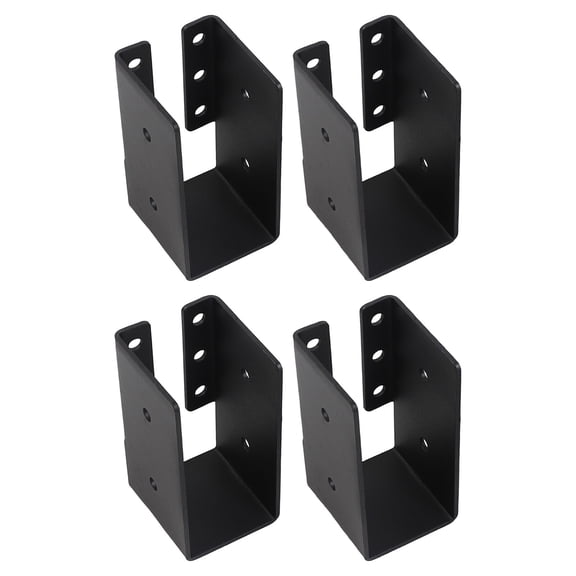 4-Pack Black Iron Joist Hanger Brackets for 2" x 4" Timber Beams Q235 Metal Reinforcement Corner Codes, Weather-Resistant for Garden Gazebos, Fences & Roof Structures